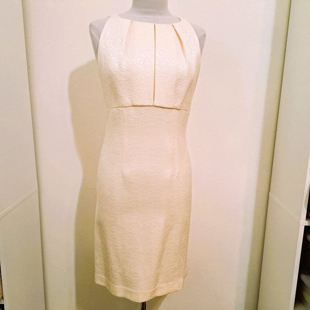 Taylor Embroidered Dress Sheath Style Sleeveless Cream Size 8